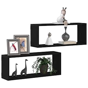 Nástěnné poličky s policí 2 pcs Černý dub 60 x 15 x 23 cm - obrázek 3