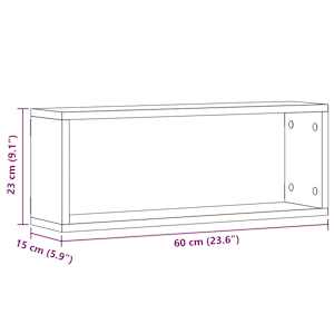 Nástěnné poličky s policí 2 pcs Černý dub 60 x 15 x 23 cm - obrázek 13