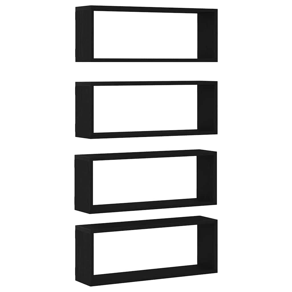 Seinähyllysetti 4 kpl – Musta tammi – 60x15x23 cm – Valmistettu keinotekoisesta puusta