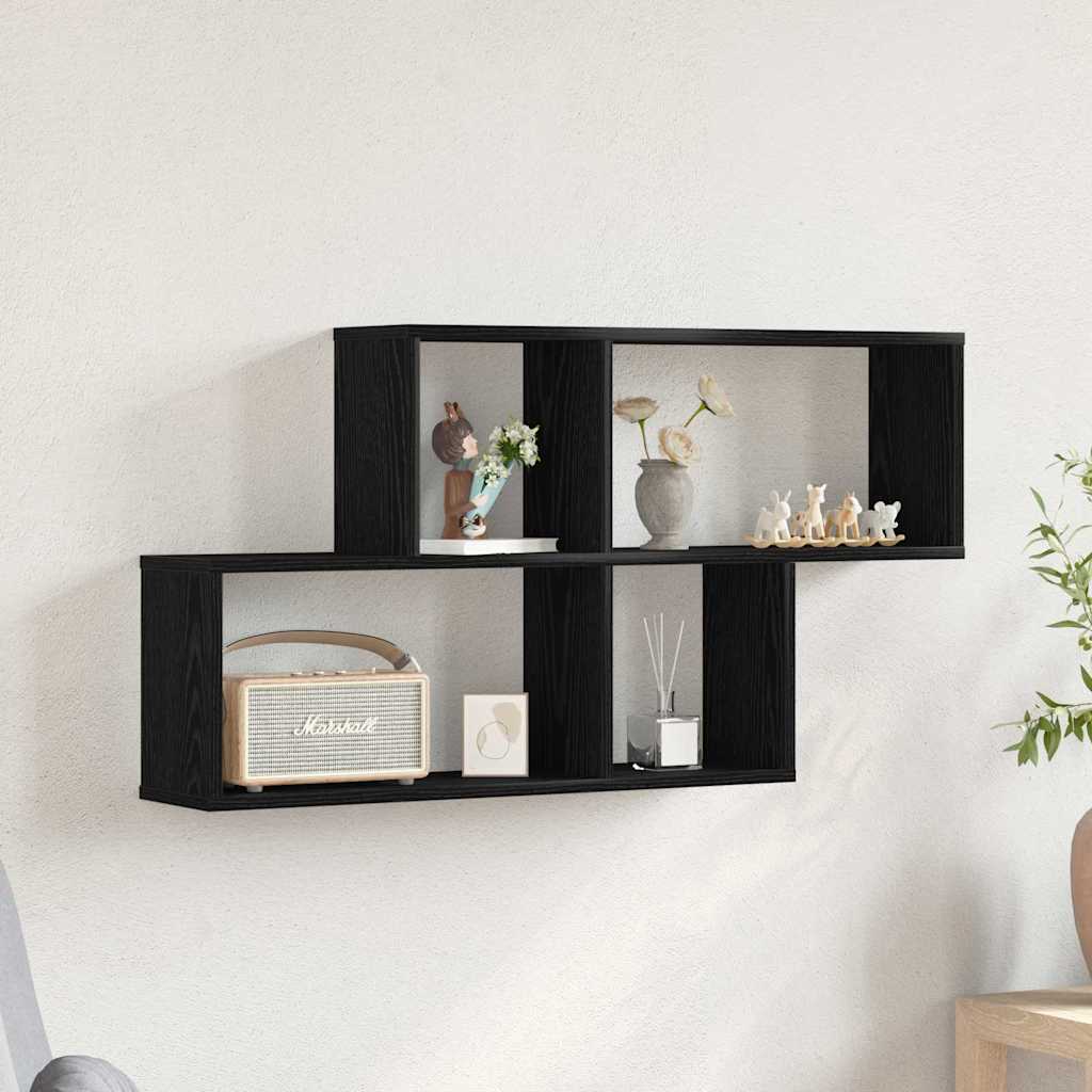 Musta Tammi Seinälokero 76x15x53 cm Teknisestä Puusta