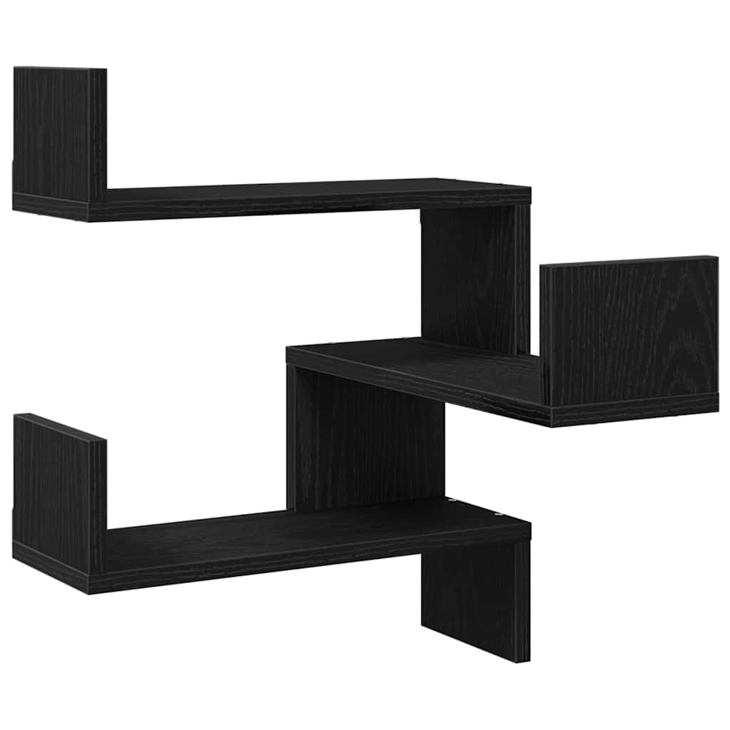 Seinä hyllyt 2 kpl Musta Tammi 40x40x49,5 cm Tekninen Puu