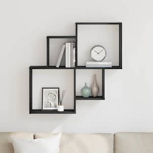 Nástěnná polička Černý dub 80 x 15 x 78,5 cm kompozitní dřevo - obrázek 4