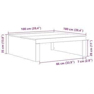 Konferenční stolek Černý dub 100 x 100 x 35 cm kompozitní dřevo - obrázek 10