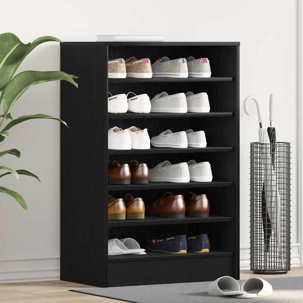 vidaXL Schuhschrank in Schwarz mit Eiche 60x35x92 cm aus Holzwerkstoff