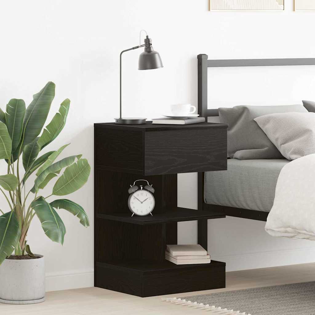 Нощно шкафче Черен дъб 40x35x65 см Инженерна дървесина