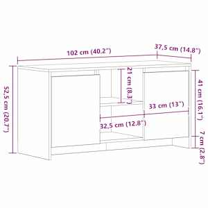Televizní skříň Černý dub 102 x 37,5 x 52,5 cm kompozitní dřevo - obrázek 12