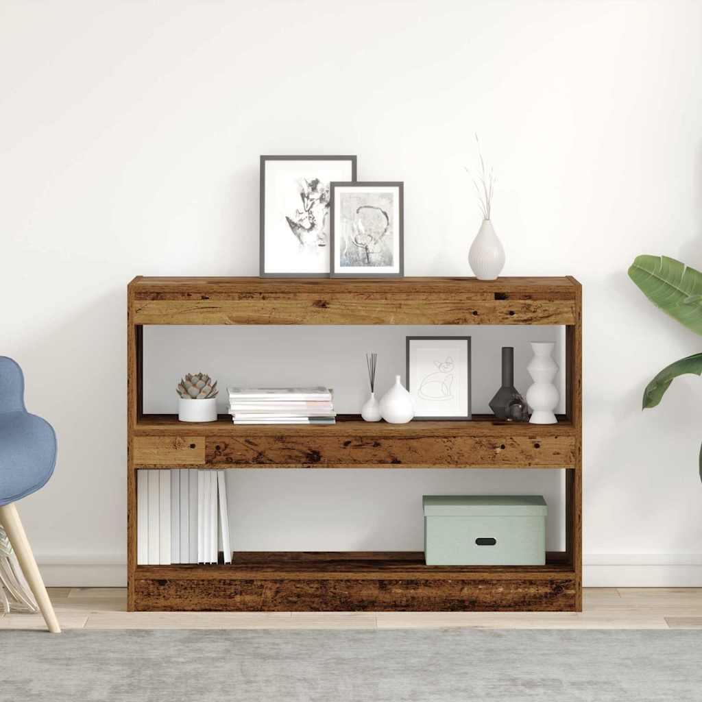 Bogskab/Rumdeler i gammel træ, 100x30x72 cm, lavet af konstrueret træ