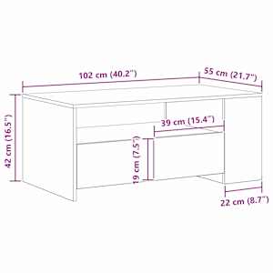 Konferenční stolek se zásuvkou Staré dřevo 102 x 55 x 43,5 cm - obrázek 11