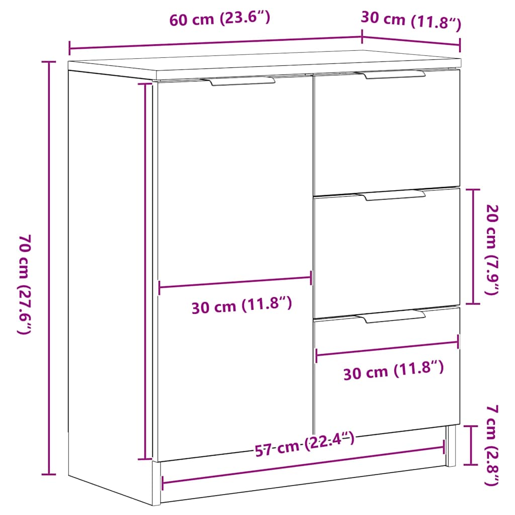 Servírovací skříň Černý dub 60 x 30 x 70 cm kompozitní dřevo - obrázek 14