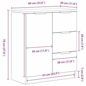 Servírovací skříň Černý dub 60 x 30 x 70 cm kompozitní dřevo - obrázek 14