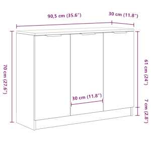 Servírovací skříň Černý dub 90,5 x 30 x 70 cm kompozitní dřevo - obrázek 14