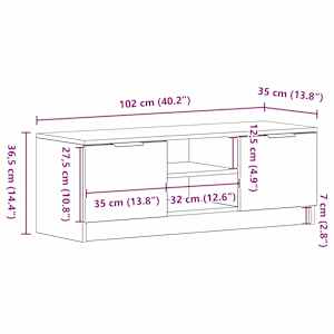Televizní skříň Černý dub 102 x 32 x 35.5 cm kompozitní dřevo - obrázek 12