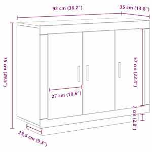 Servírovací skříň Černý dub 92 x 35 x 75 cm kompozitní dřevo - obrázek 14