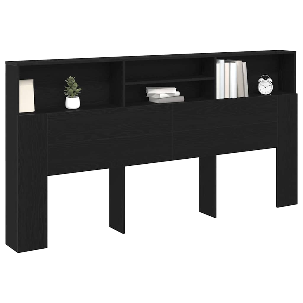 Thumbnail - vidaXL Schwarz Eiche Kopfteil Schrank, 200 x 19 x 103,5 cm, Holzwerkstoff