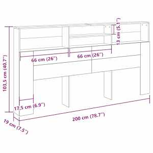 Čelo postele se skříňkou s policí Černý dub 200 x 19 x 103,5 cm - obrázek 10