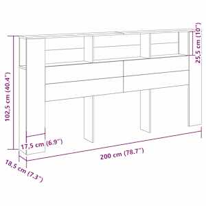Čelo postele se skříňkou s čelo Černý dub 200 x 18,5 x 102,5 cm - obrázek 11