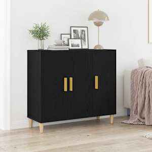 Servírovací skříň Černý dub 90 x 34 x 80 cm kompozitní dřevo - obrázek 1