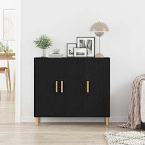 Servírovací skříň Černý dub 90 x 34 x 80 cm kompozitní dřevo - obrázek 4