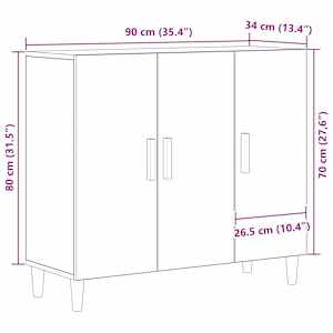 Servírovací skříň Černý dub 90 x 34 x 80 cm kompozitní dřevo - obrázek 11