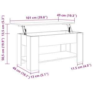 Konferenční stolek Černý dub 101 x 49 x 52 cm Kompozitní dřevo - obrázek 12