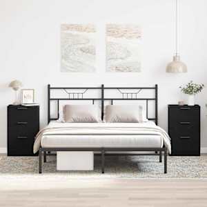 Nočna omarica s predalom 2 pcs Črna Orehovina 40 x 65 x 65 cm