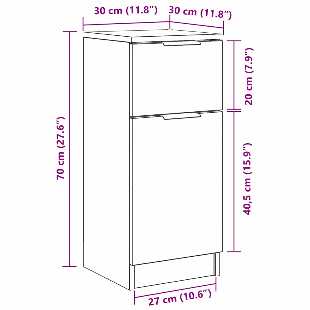 Servírovací skříň se zásuvkou 2 pcs Černý dub 30 x 30 x 70 cm - obrázek 15