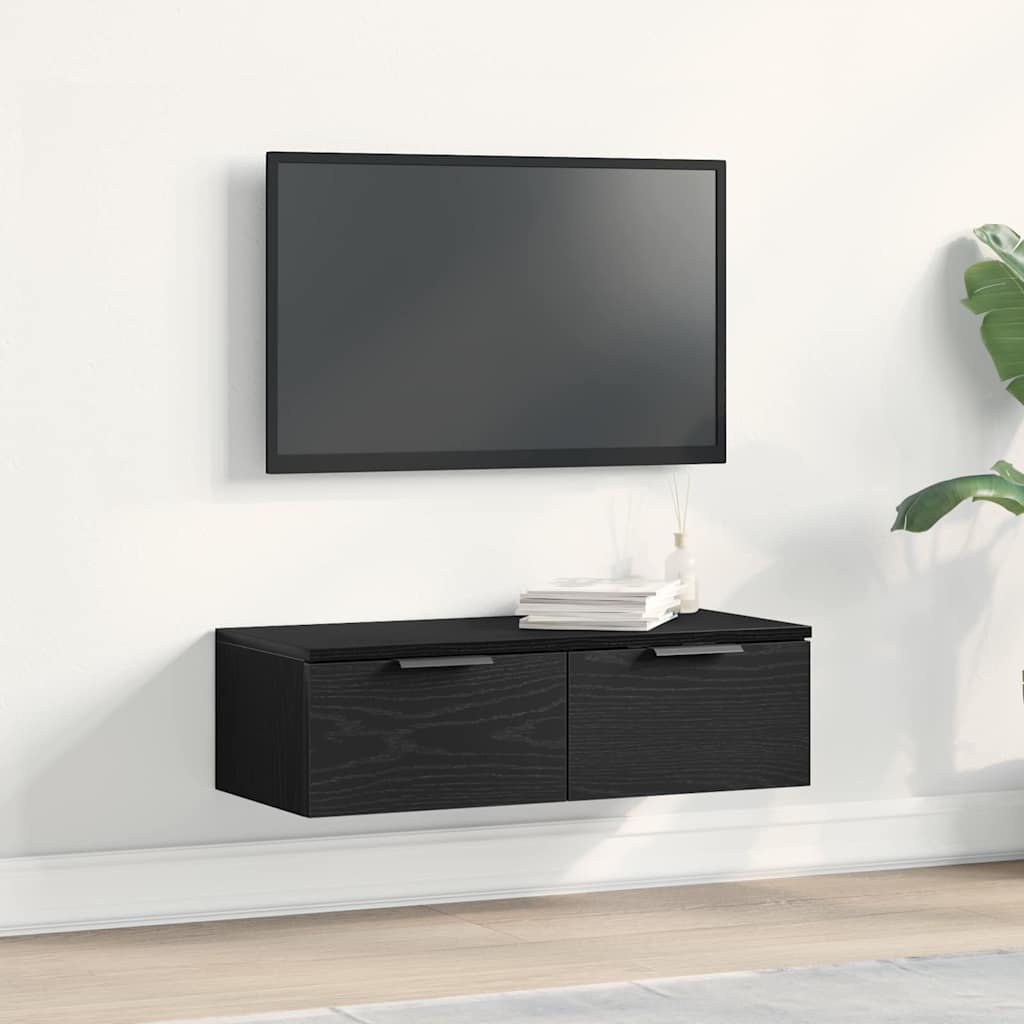 Čierny dubový nástenný cabinet 68x30x20 cm vyrobený z vysokokvalitného dreva 862776