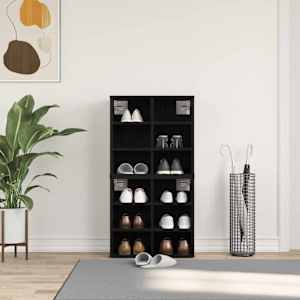 Omara za čevlje s polico 2 pcs Črna Orehovina 52 x 30 x 50,5 cm