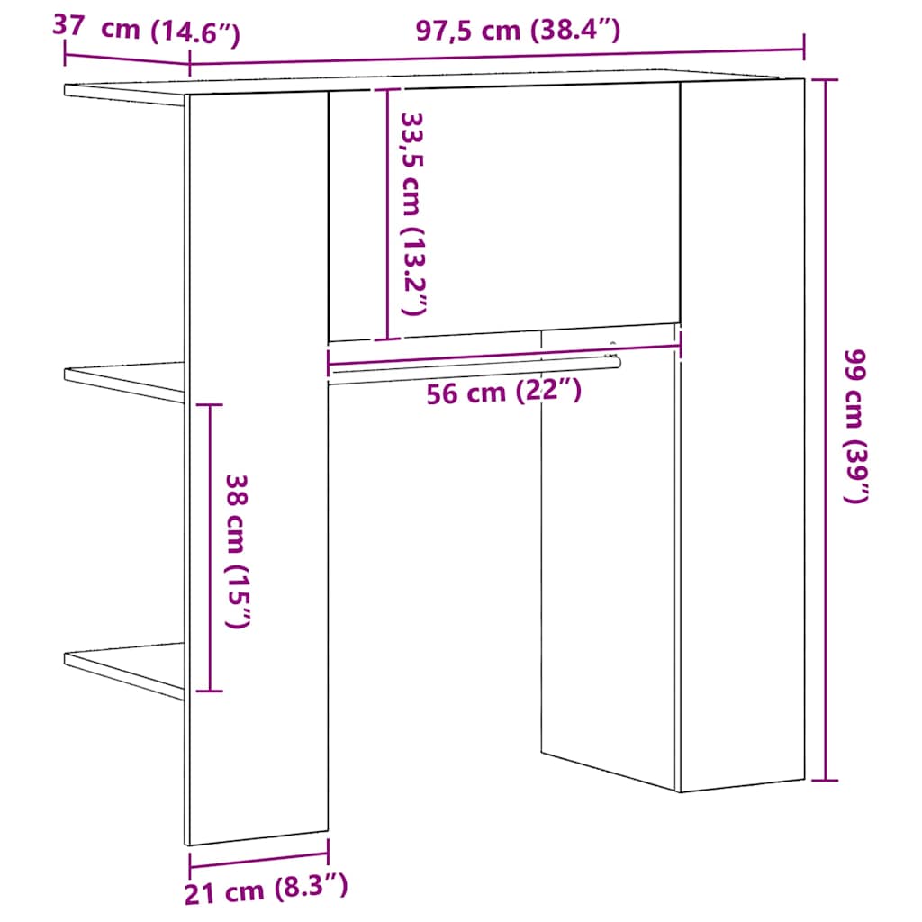 Mueble de Recibidor Armario Estantería para Pasillo Madera de Ingeniería vidaXL - Imagen 112 de 112