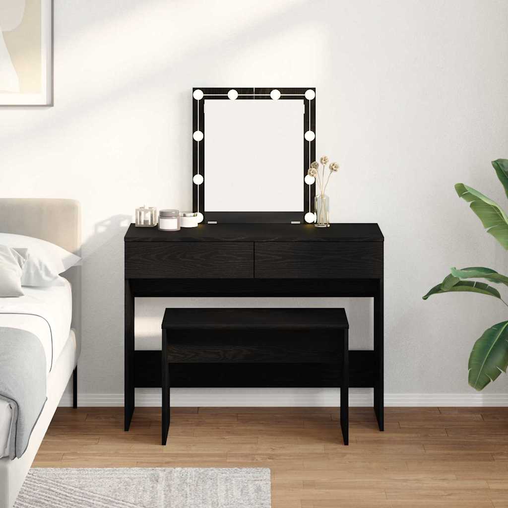 Tabouret de coiffeuse Chêne noir 70x35x45 cm Bois d'ingénierie