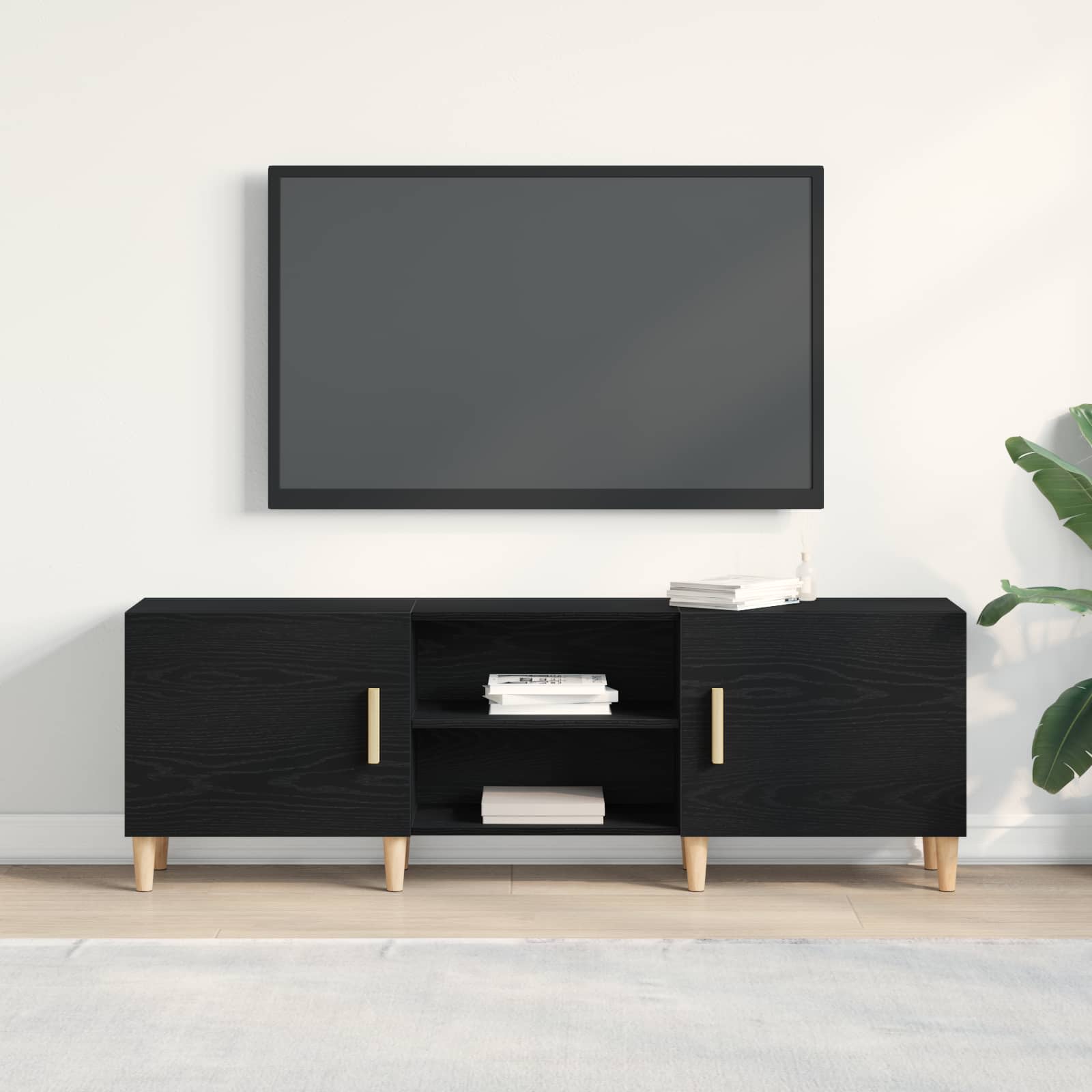 Televizní skříň Černý dub 150 x 30 x 50 cm kompozitní dřevo - obrázek 4