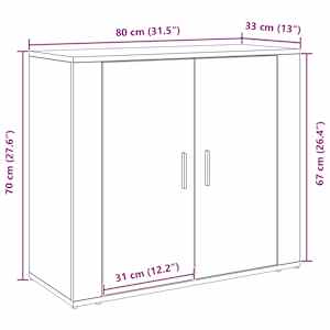 Servírovací skříň Černý dub 80 x 33 x 70 cm kompozitní dřevo - obrázek 12