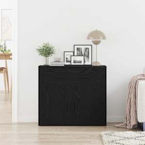 Servírovací skříň Černý dub 80 x 33 x 70 cm kompozitní dřevo - obrázek 4