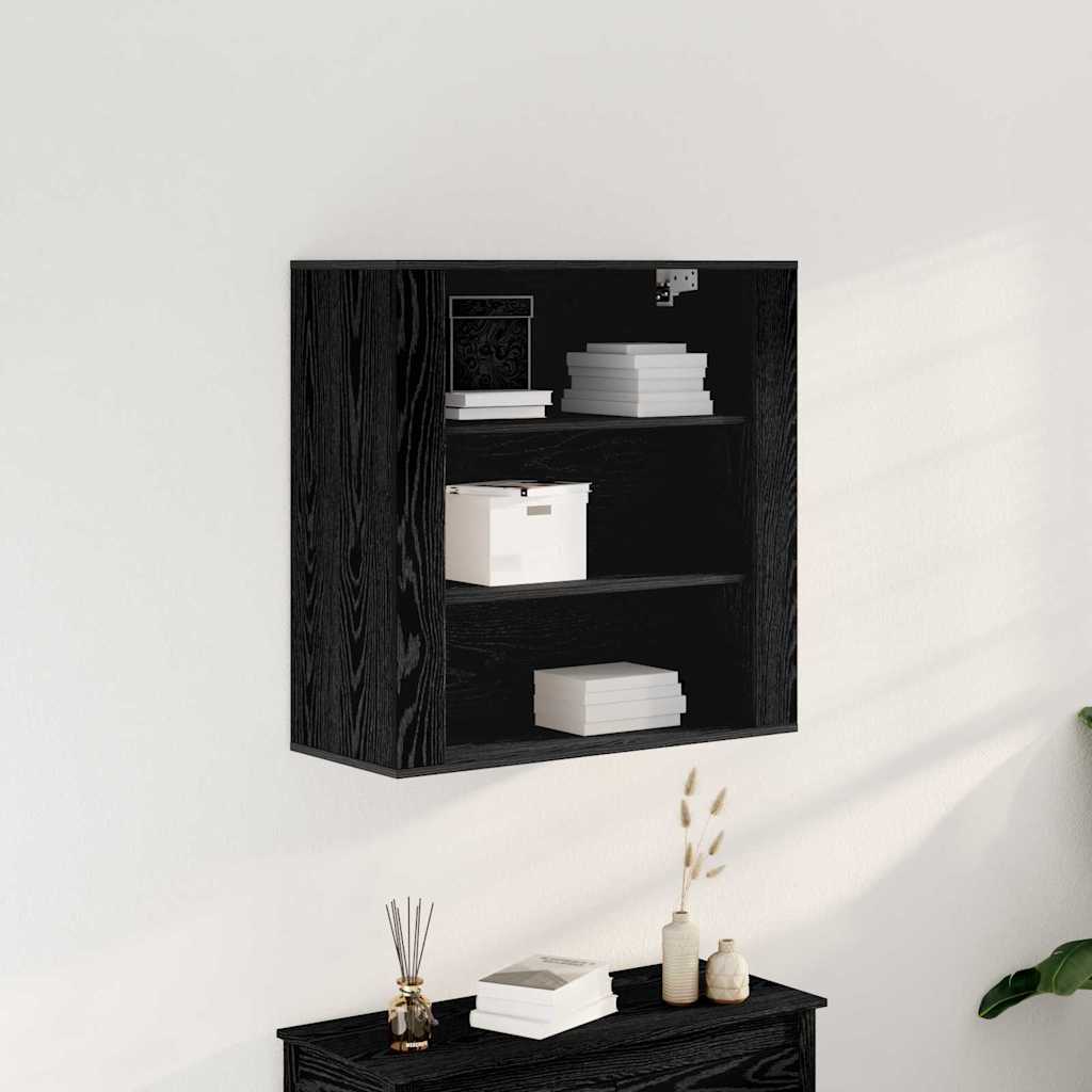 Seinähylly Musta Tammi 80x33x80 cm Tekninen Puu