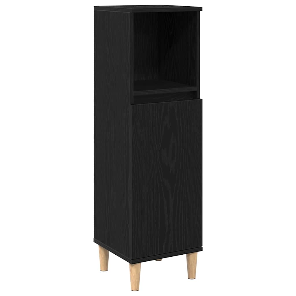 Kylpyhuonekaappi Musta Tammi 30x30x100 cm Tekninen Puu