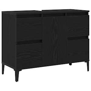 vidaXL Vannitoa kraanikausi kapp Must tamm 80 x 33 x 60 cm Tehispuit
