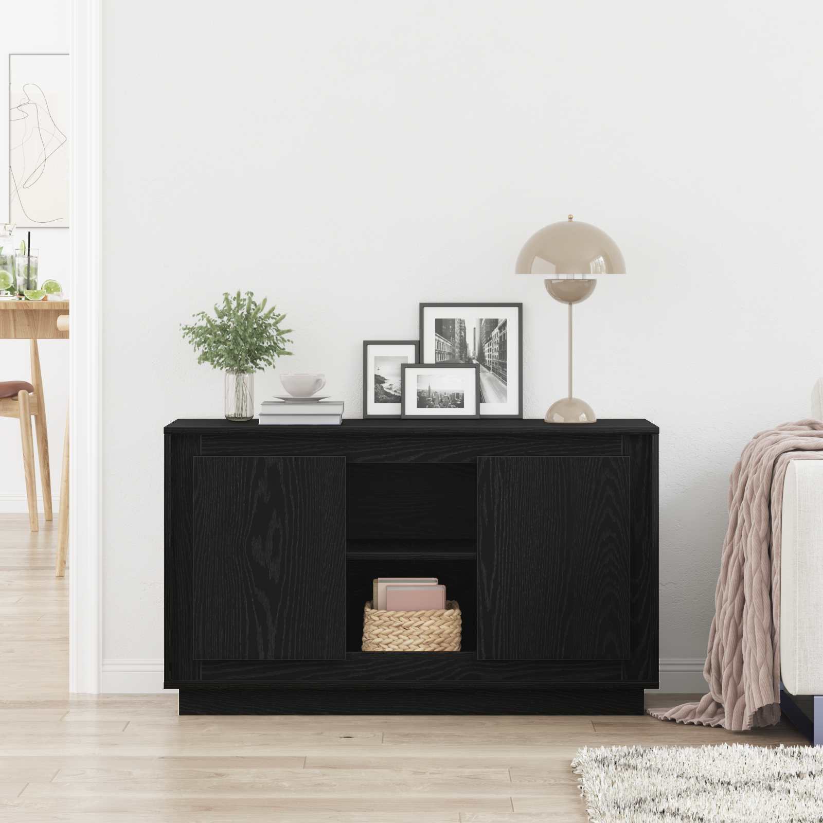 Servírovací skříň Černý dub 102 x 35 x 60 cm kompozitní dřevo - obrázek 4