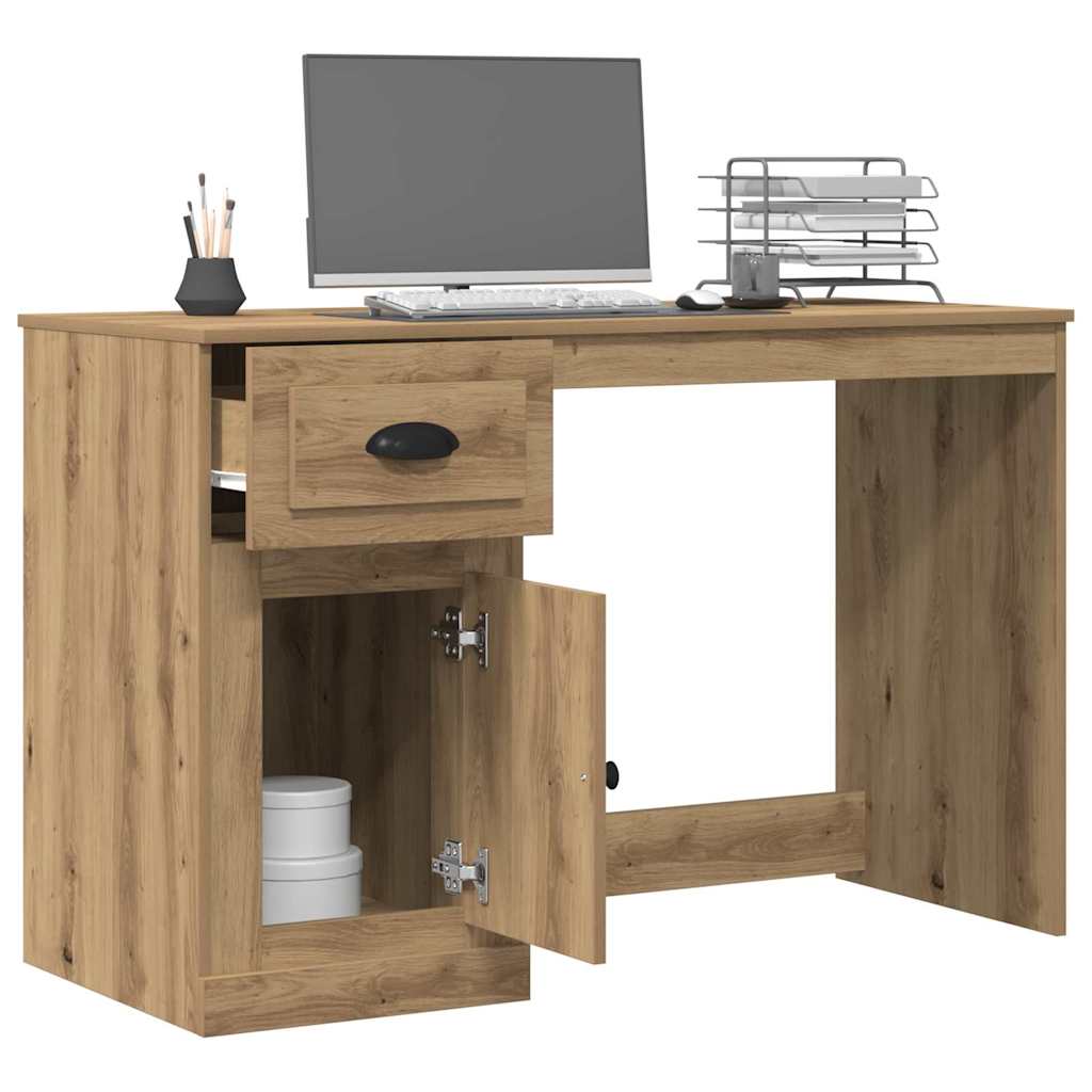 vidaXL Bureau met opbergruimte 50x115x75 cm hout artisanaal eiken