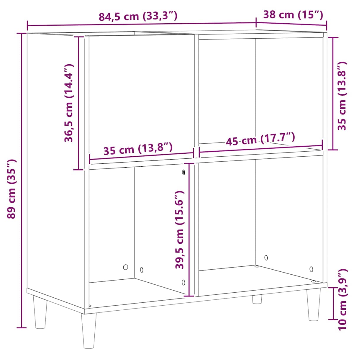 Pladeskab med hylde 84,5 x 38 x 89 cm Konstrueret træ - Billede 11