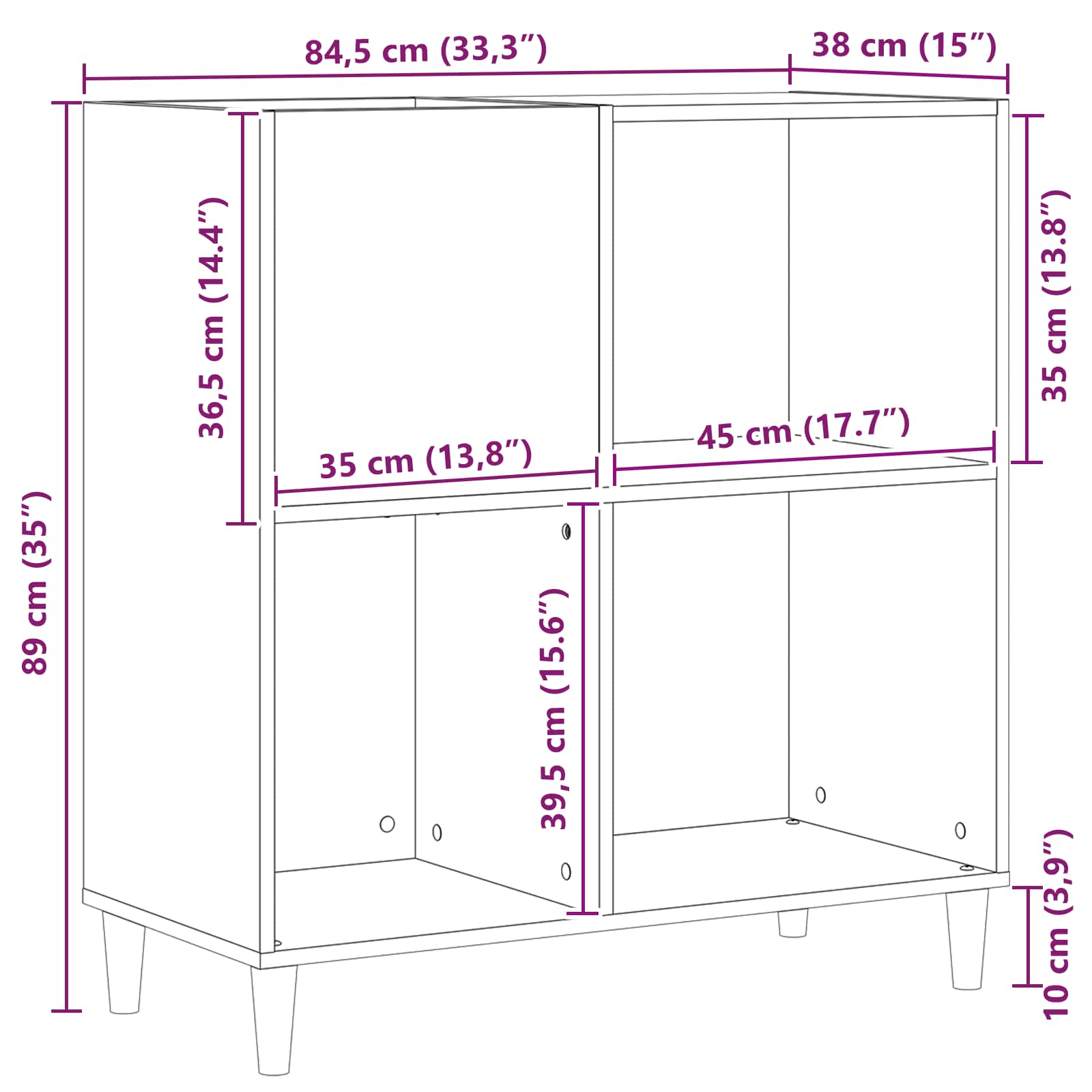 Skříň na gramofonové desky s policí Černý dub 84,5 x 38 x 89 cm - obrázek 12