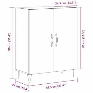 Servírovací skříň Černý dub 69,5 x 34 x 90 cm kompozitní dřevo - obrázek 11