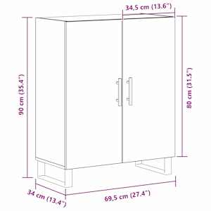 Servírovací skříň Černý dub 69,5 x 34 x 90 cm kompozitní dřevo - obrázek 11