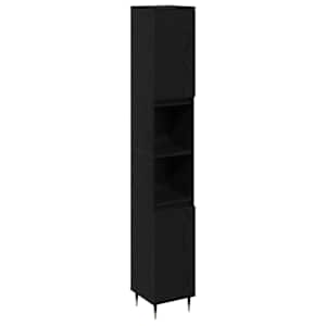 vidaXL Vannitoa kapp Must tamm 30 x 30 x 190 cm Tehispuit