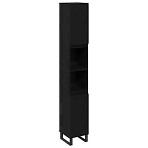 vidaXL Vannitoa kapp Must tamm 30 x 30 x 190 cm Tehispuit