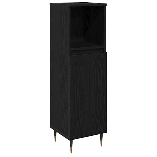 vidaXL Vannitoa kapp Must tamm 30 x 30 x 100 cm Tehispuit