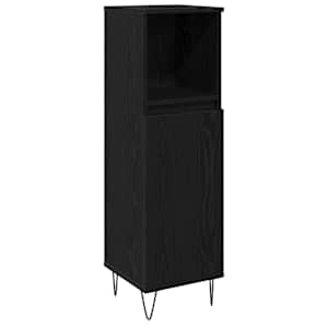 vidaXL Vannitoa kapp Must tamm 30 x 30 x 100 cm Tehispuit