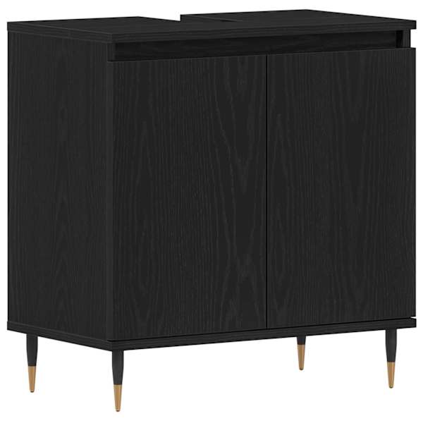 vidaXL Vannitoa kraanikausi kapp Must tamm 58 x 33 x 60 cm Tehispuit