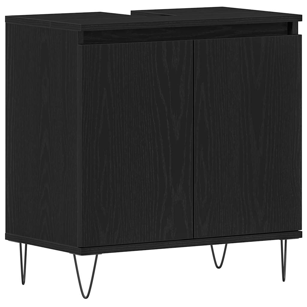 Kylpyhuoneen Pesukaappi Musta Tammi 58x33x60 cm Tekninen Puu