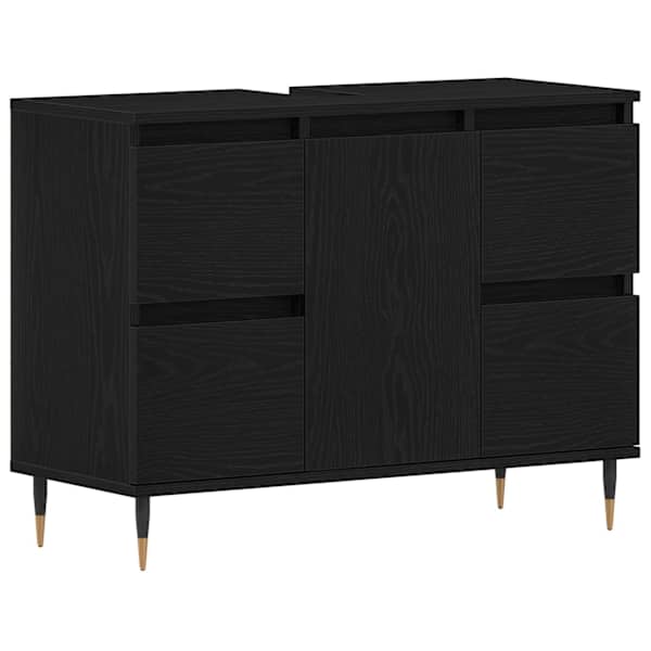 vidaXL Vannitoa kraanikausi kapp Must tamm 80 x 33 x 60 cm Tehispuit