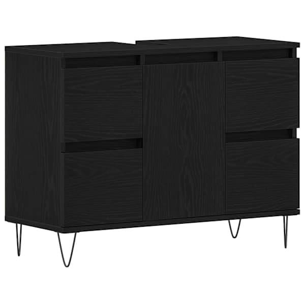 vidaXL Vannitoa kraanikausi kapp Must tamm 80 x 33 x 60 cm Tehispuit